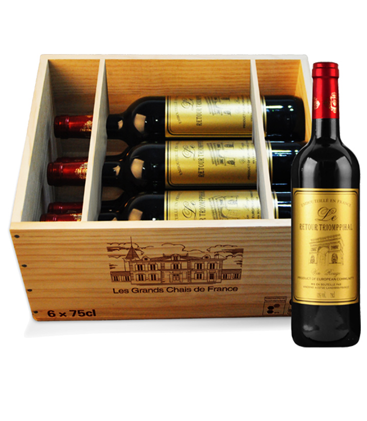 12°法国凯旋门干红葡萄酒（带6支装木盒）750ml*6 件